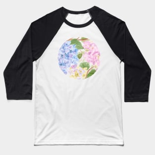 Watercolour Hydrangea Circle Baseball T-Shirt